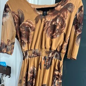 Brown 3/4 Sleeve Long Sleeve Dress